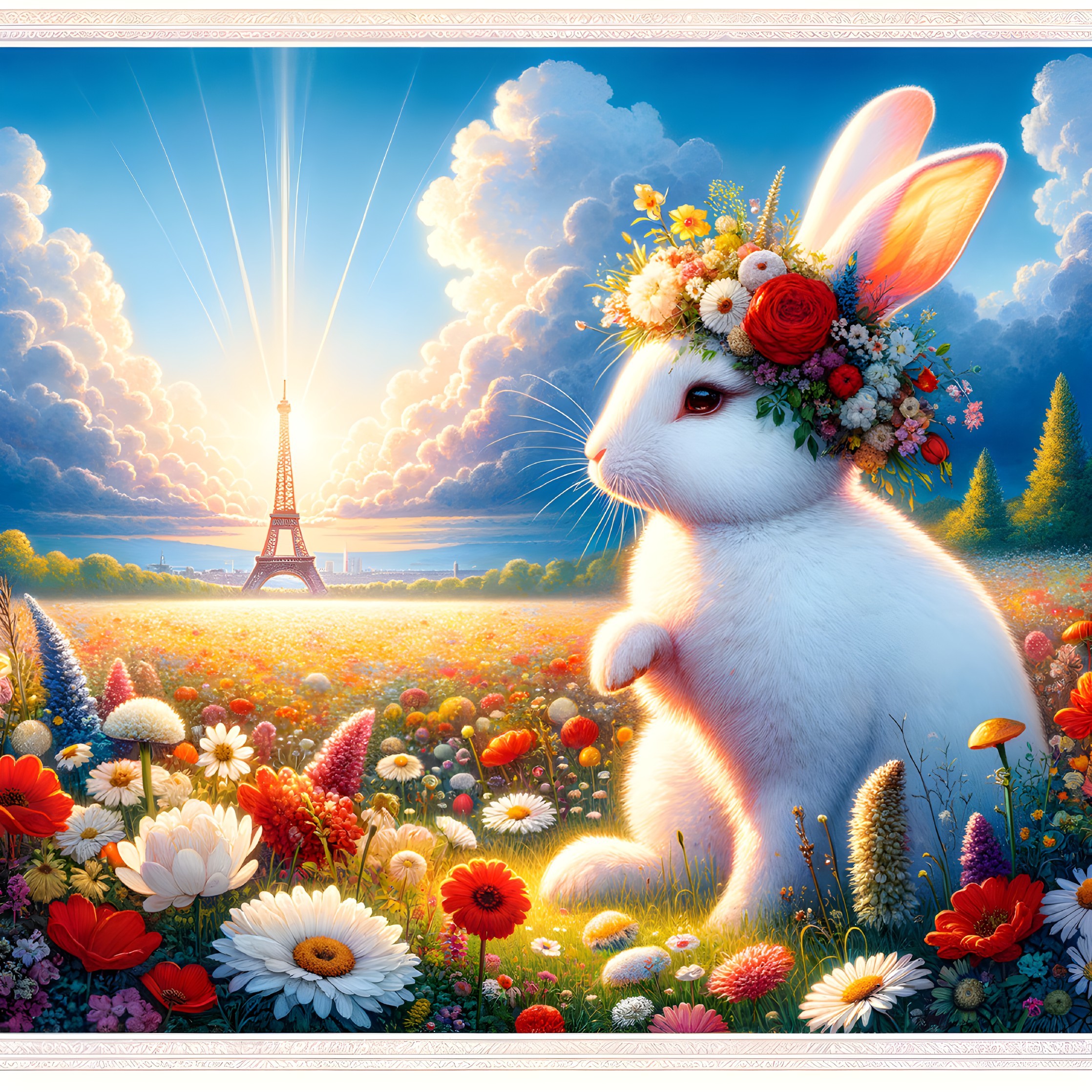 Enchanted Rabbit in Paris Sunset