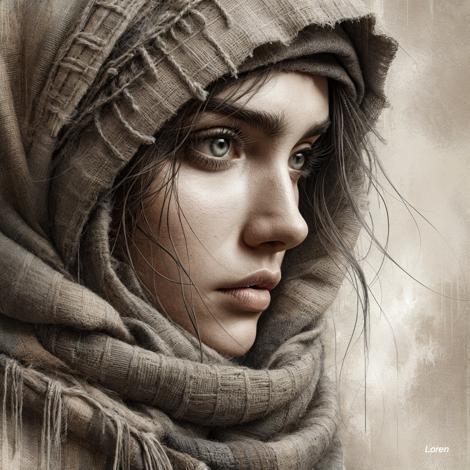 Close-up Portrait of a Woman with Green Eyes