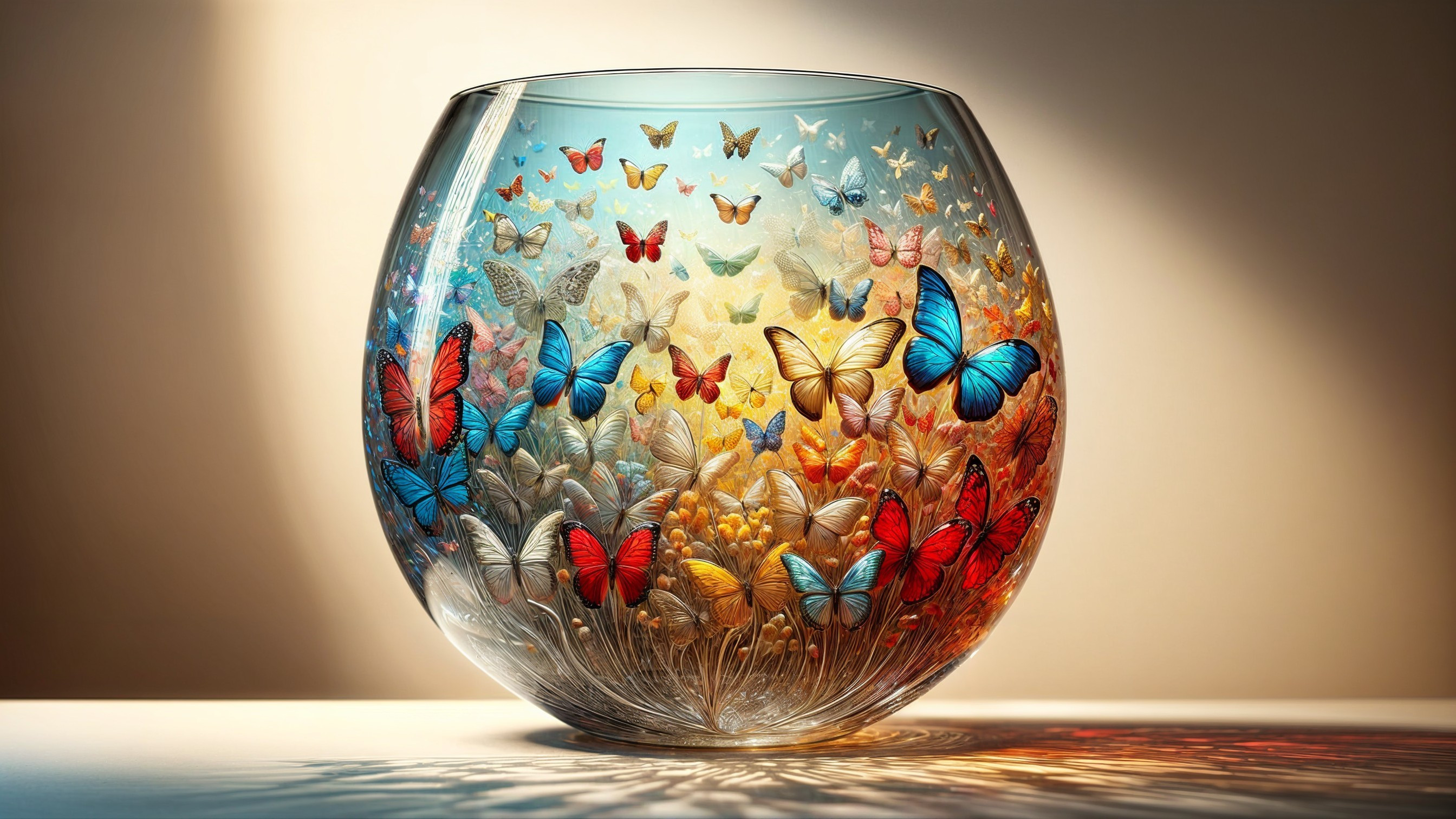 Intricately Designed Glass Bowl with Butterfly Motif