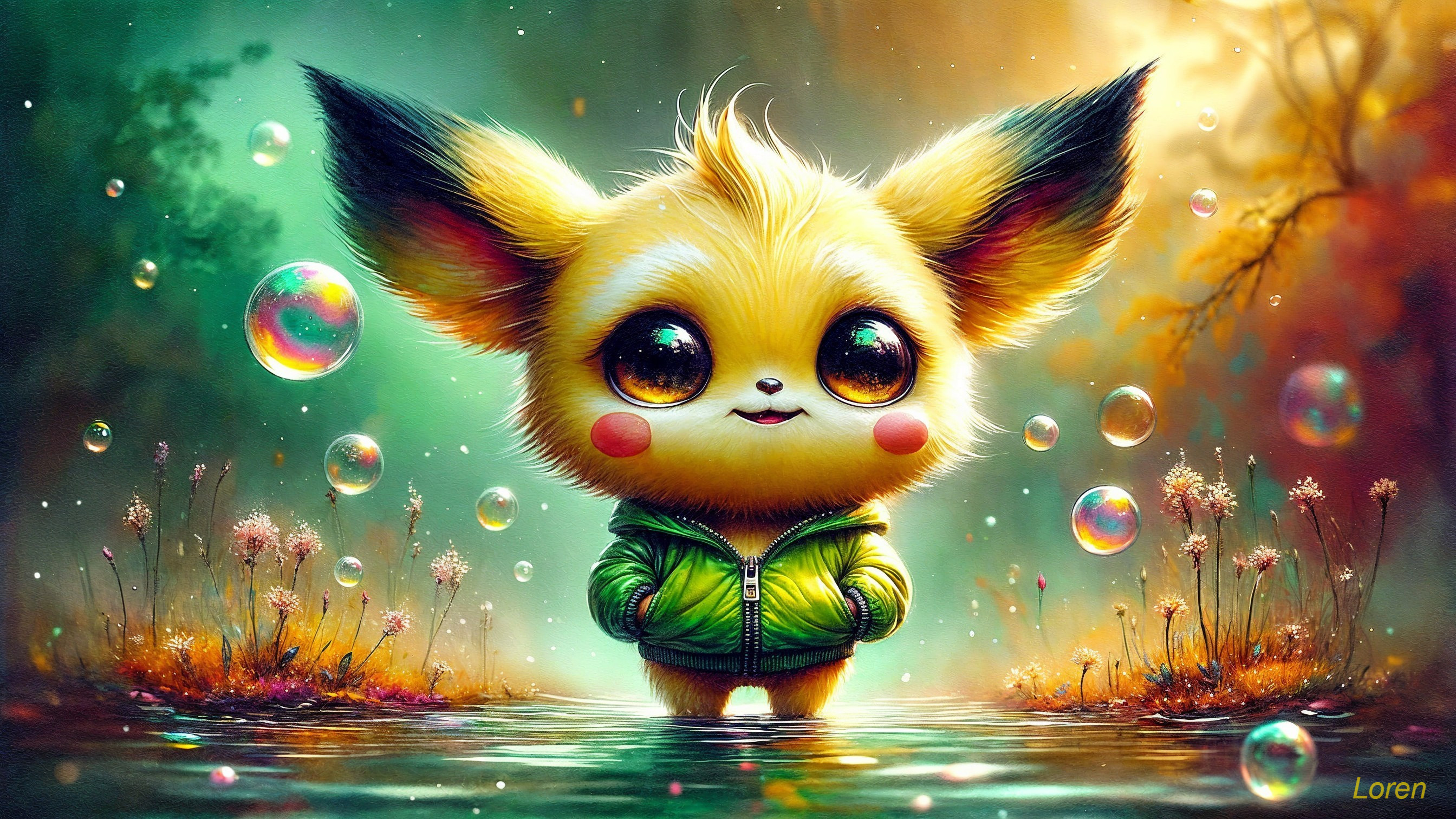 Whimsical Creature in Colorful Fantasy Environment