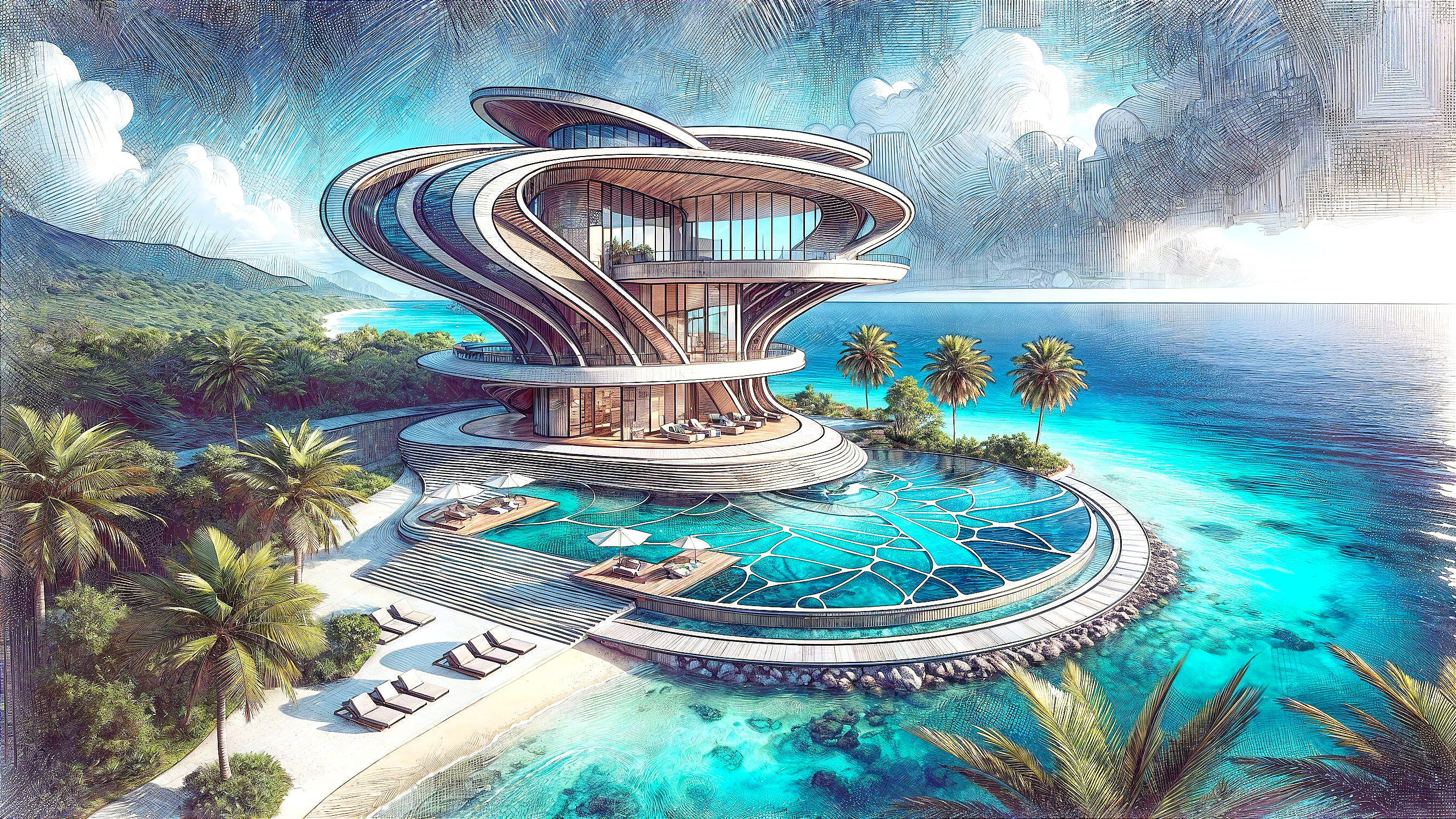 Modern Architectural Design with Ocean Views and Pool