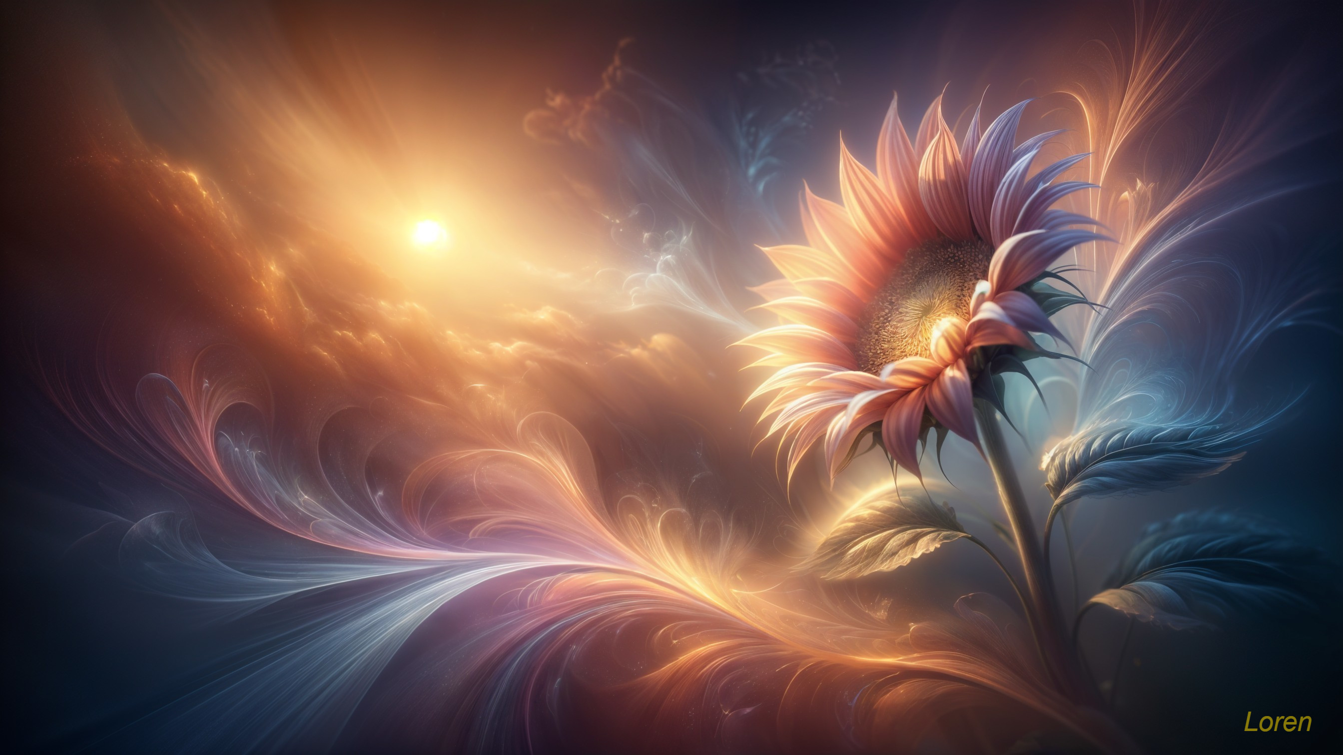Ethereal Scene of Vibrant Sunflower at Sunset