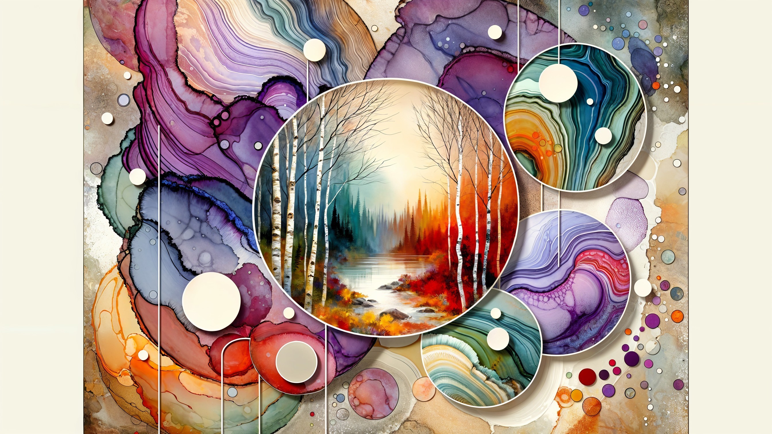 Abstract Composition with Vibrant Colors and Landscape