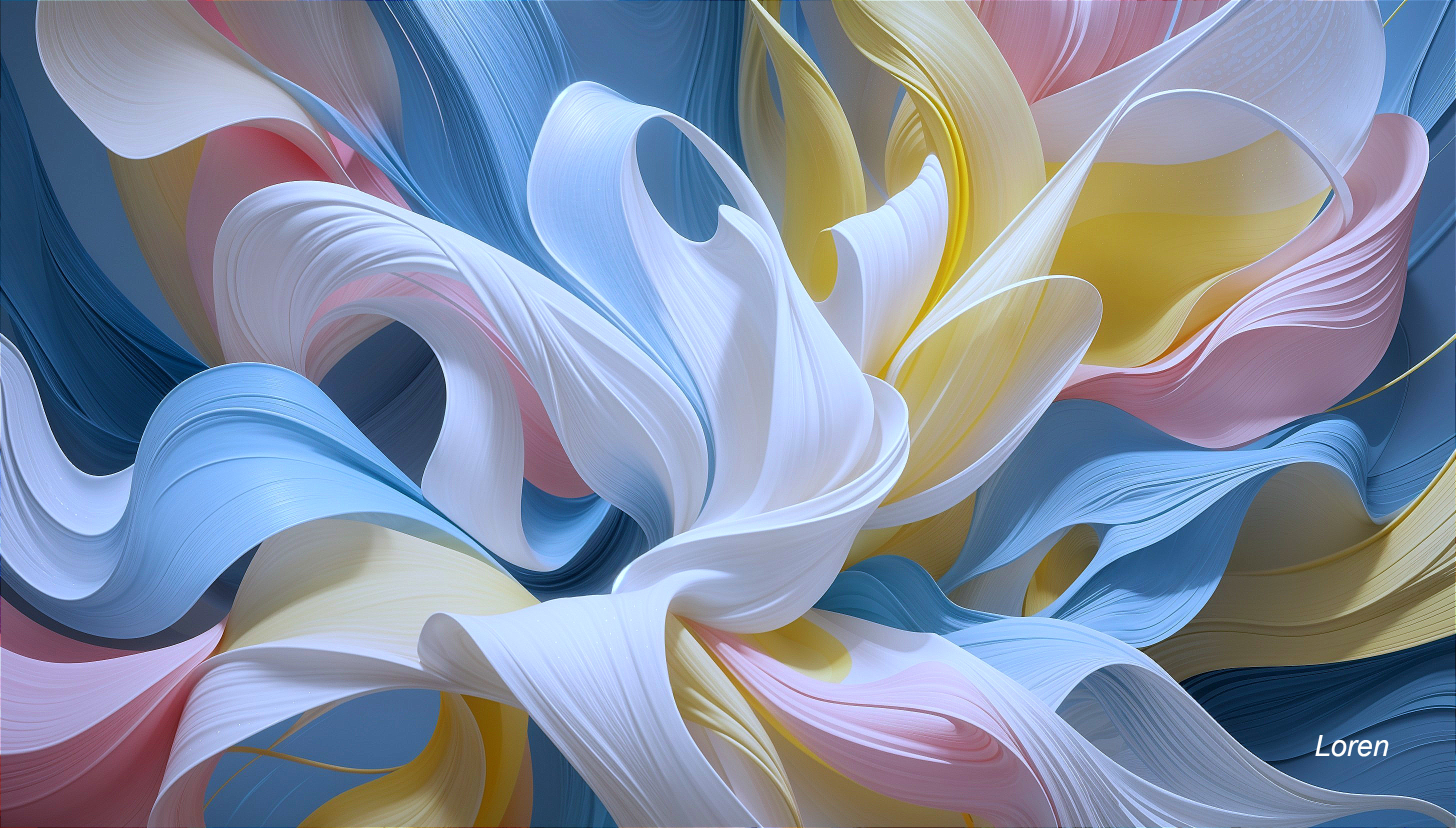 Pastel Color Swirl with Flowing Ribbons and Depth