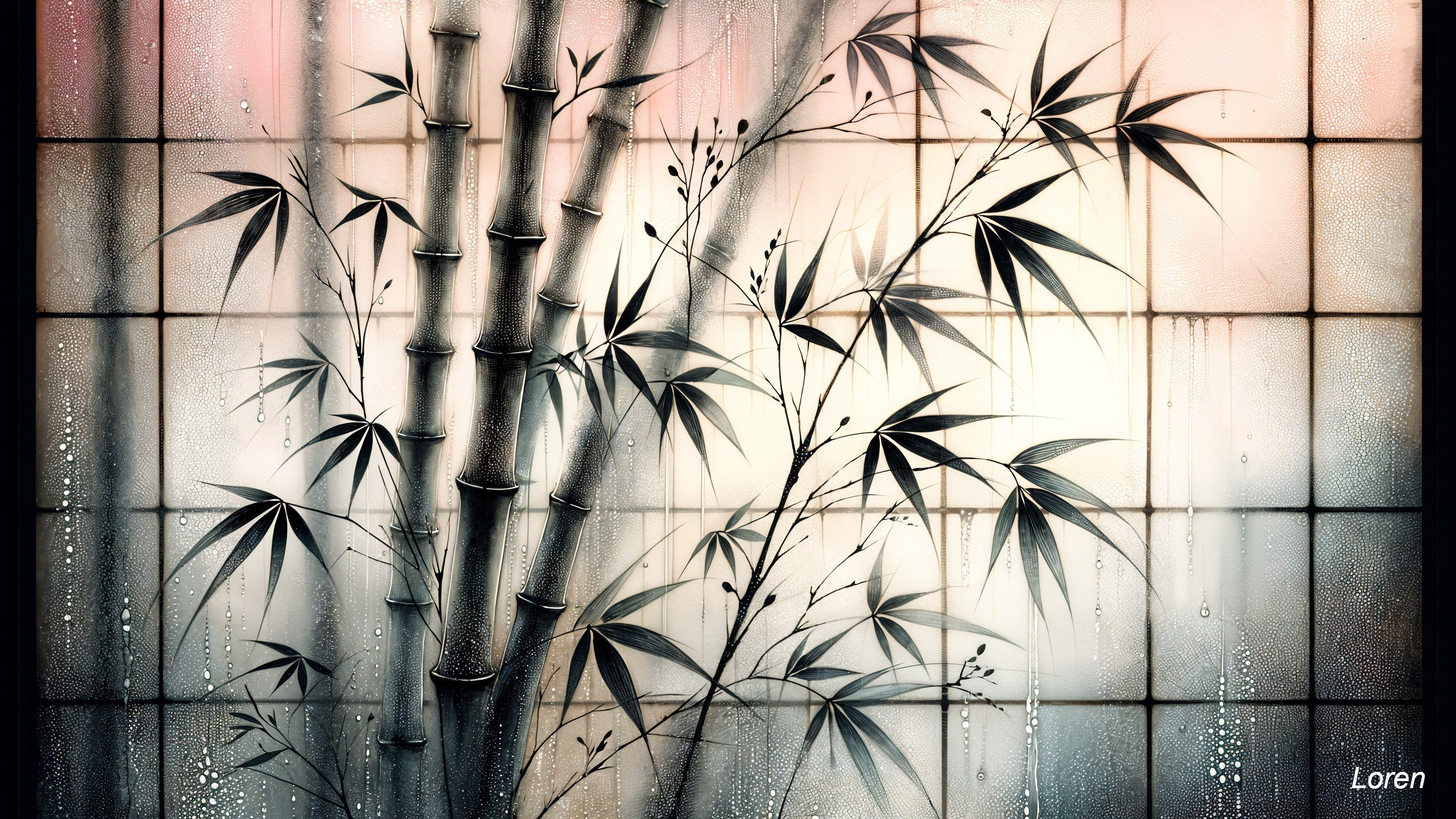 Serene Bamboo Scene with Misty Background