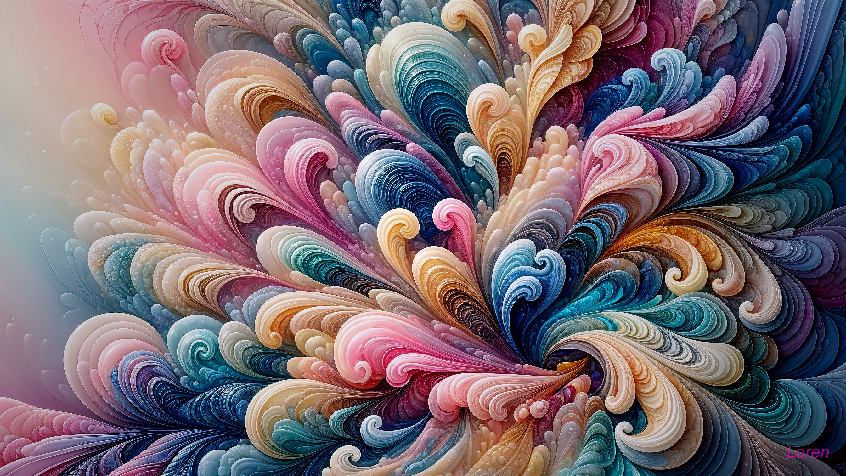Vibrant Abstract Composition with Pastel Patterns