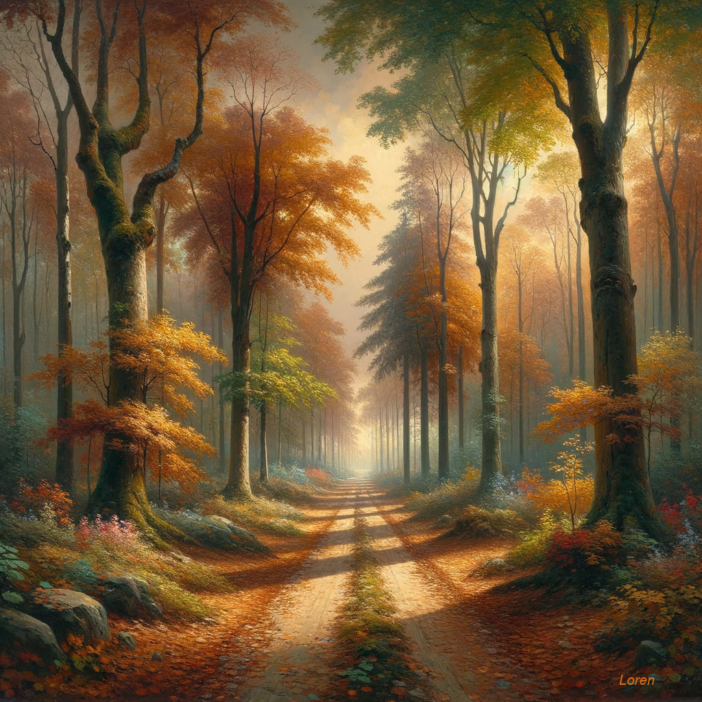 Misty Path in Autumn Woods