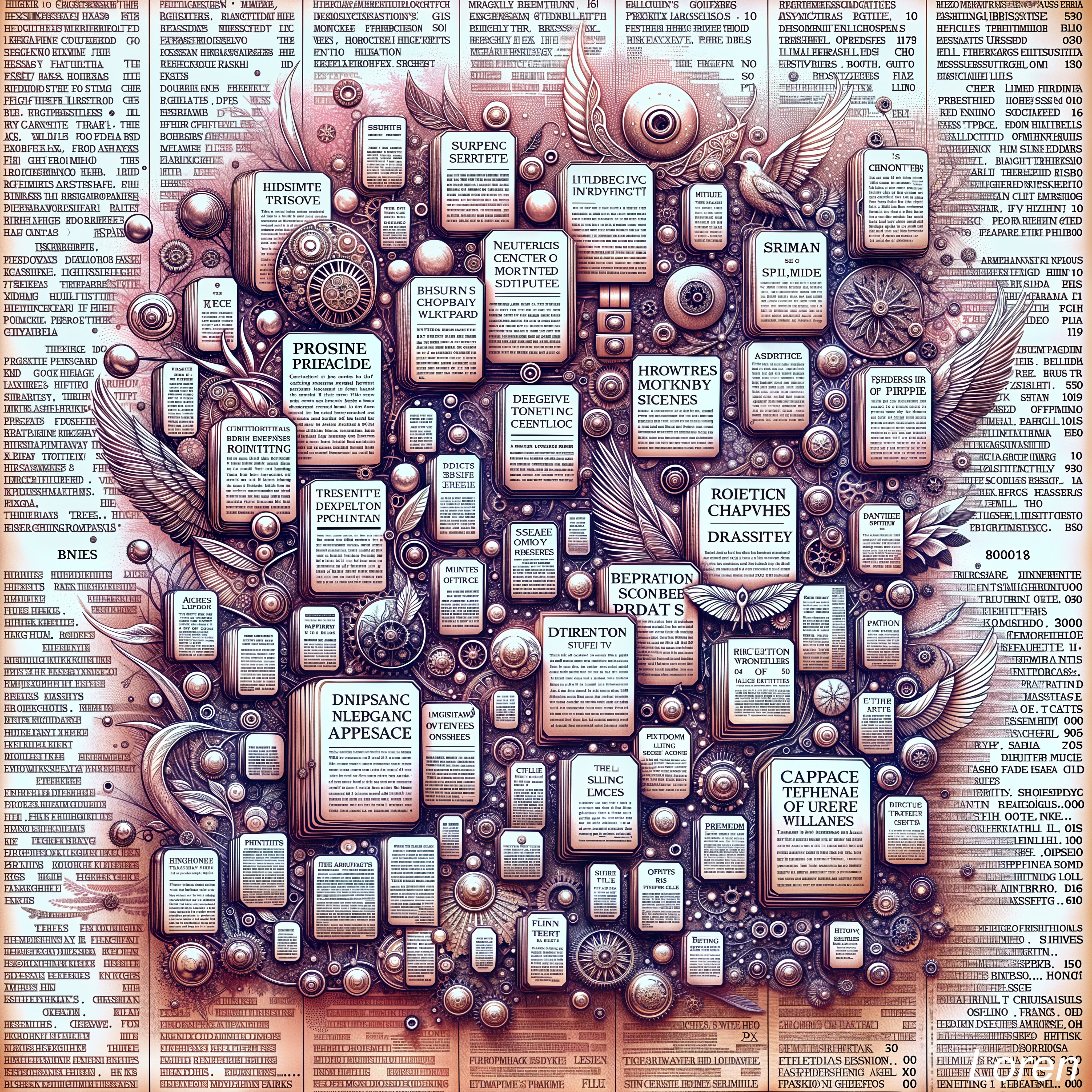 Ornate Frames and Text Boxes in Artistic Collage Design