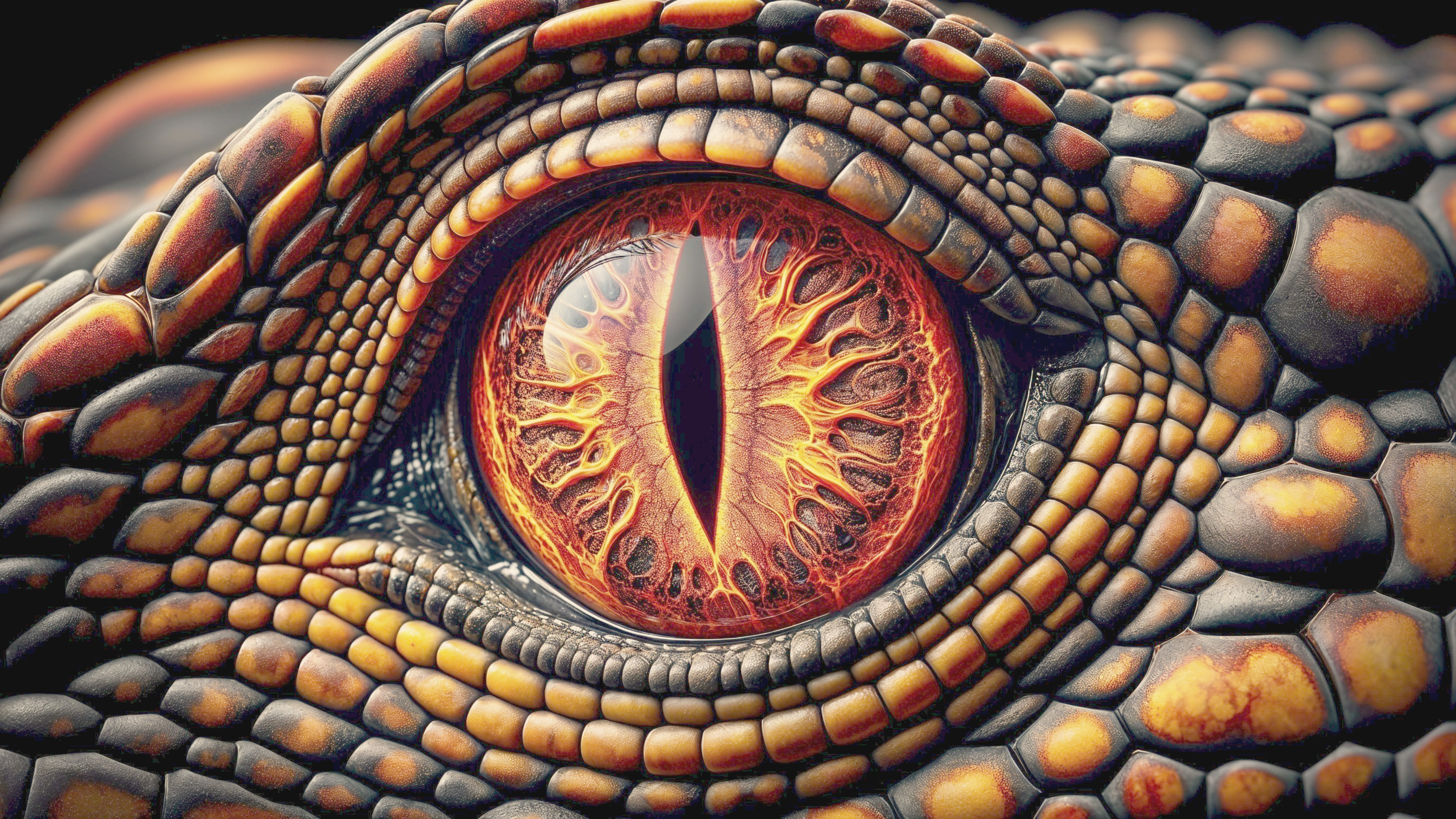 Close-Up of Reptilian Eye with Intricate Scales