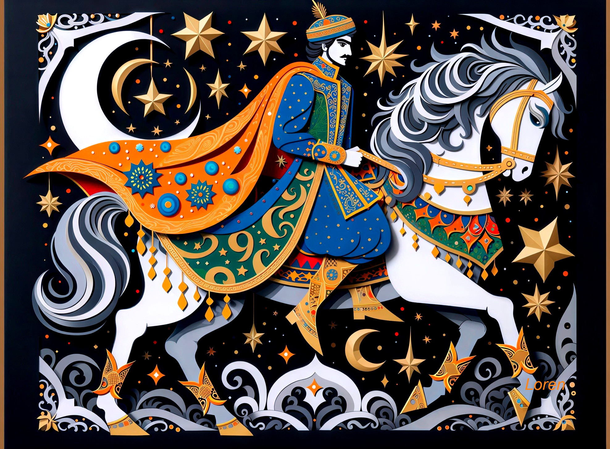 Persian Miniature Style Paper Quilling Artwork Description