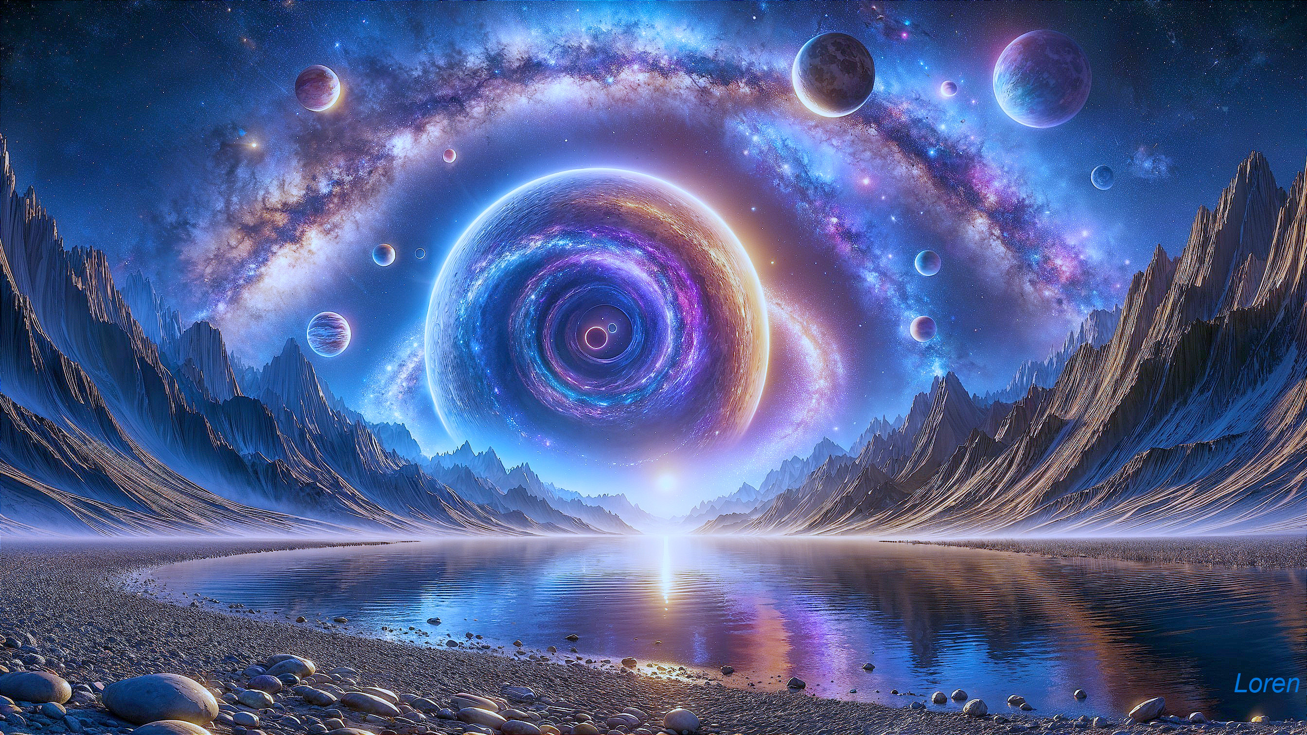 Cosmic Landscape with Galaxies and Vibrant Planets