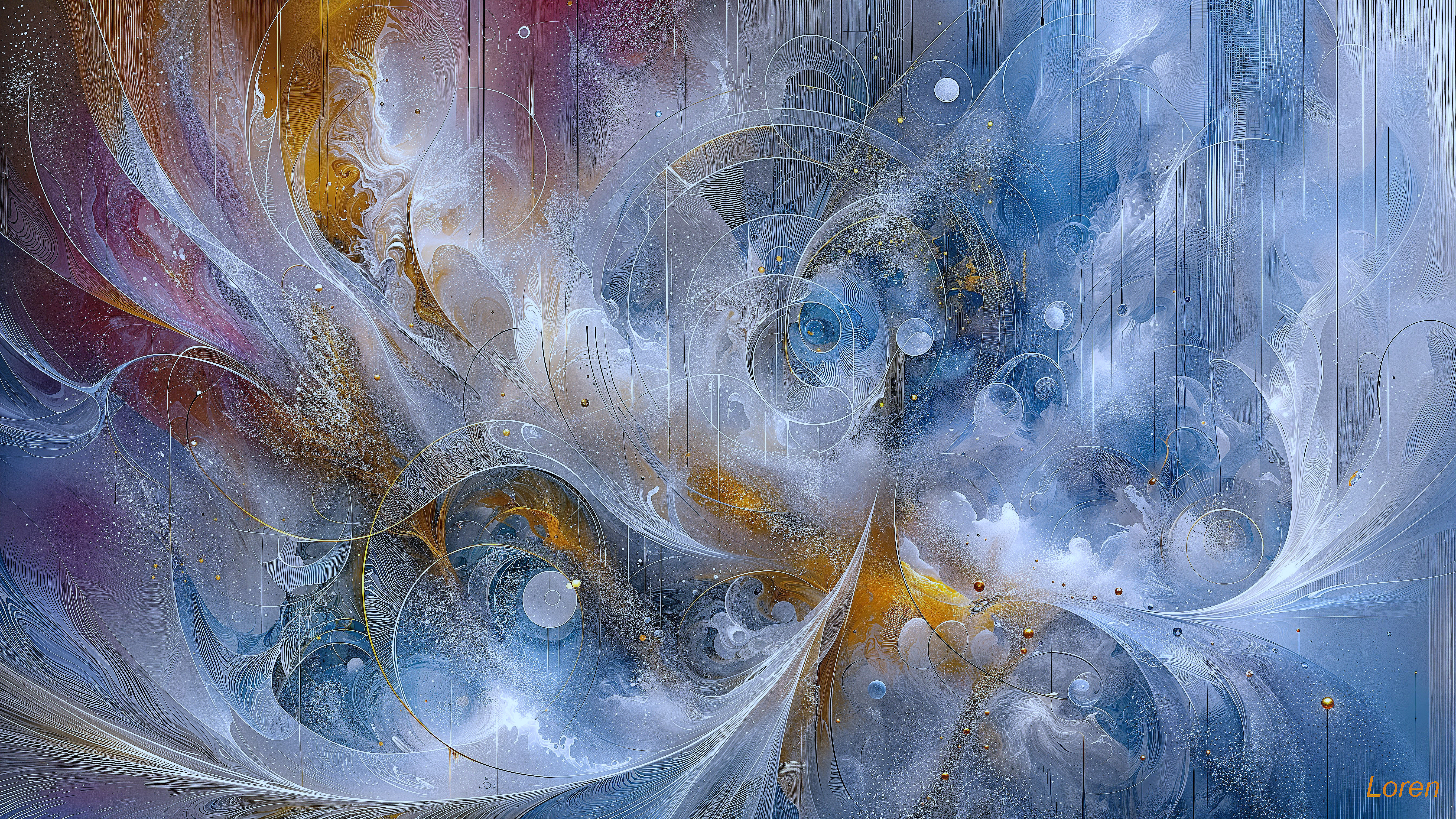 Ethereal Abstract Composition with Fluid Shapes and Colors