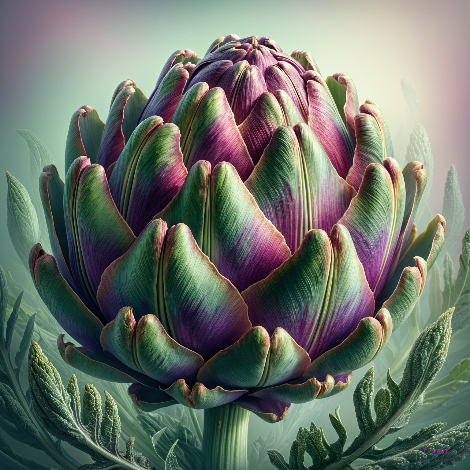 Vibrant Artichoke with Rich Colors and Elegant Layers