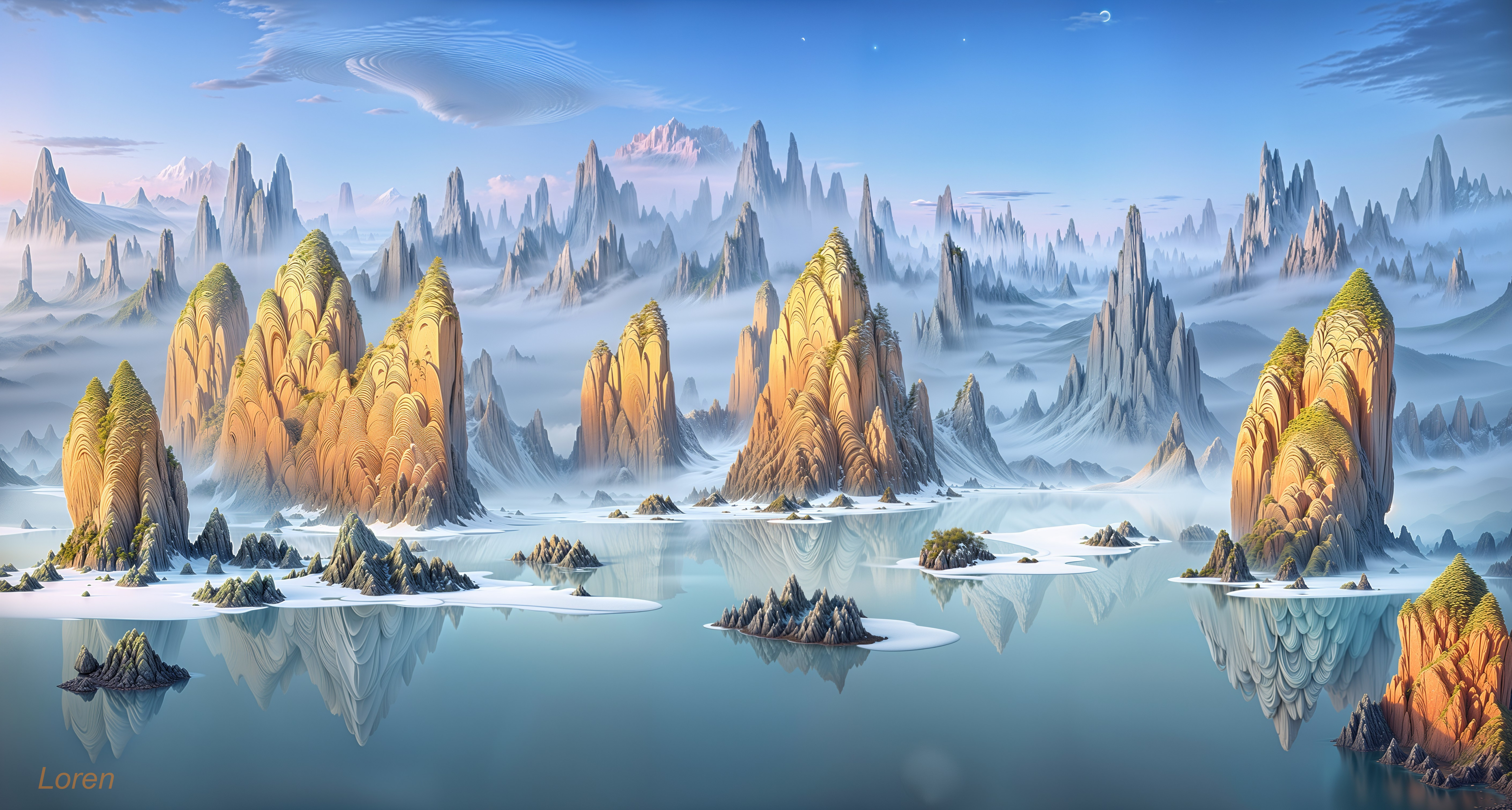 Surreal Landscape with Textured Rock Formations