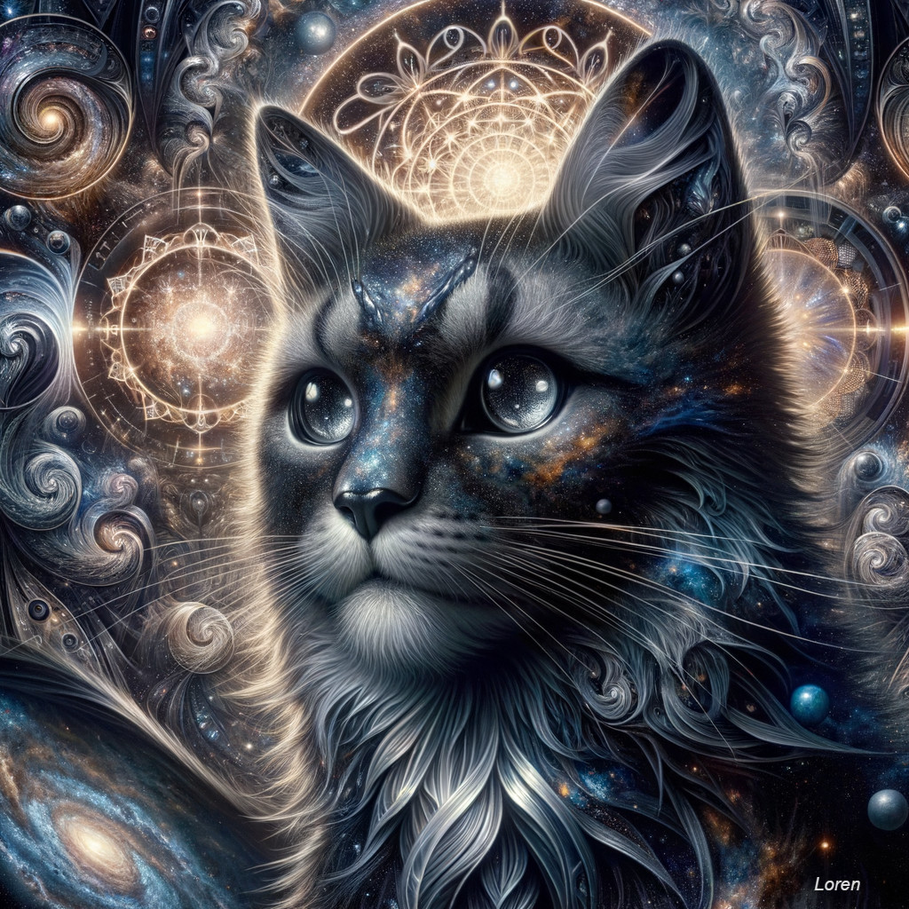 Starry Feline: Mystical Cosmos Art