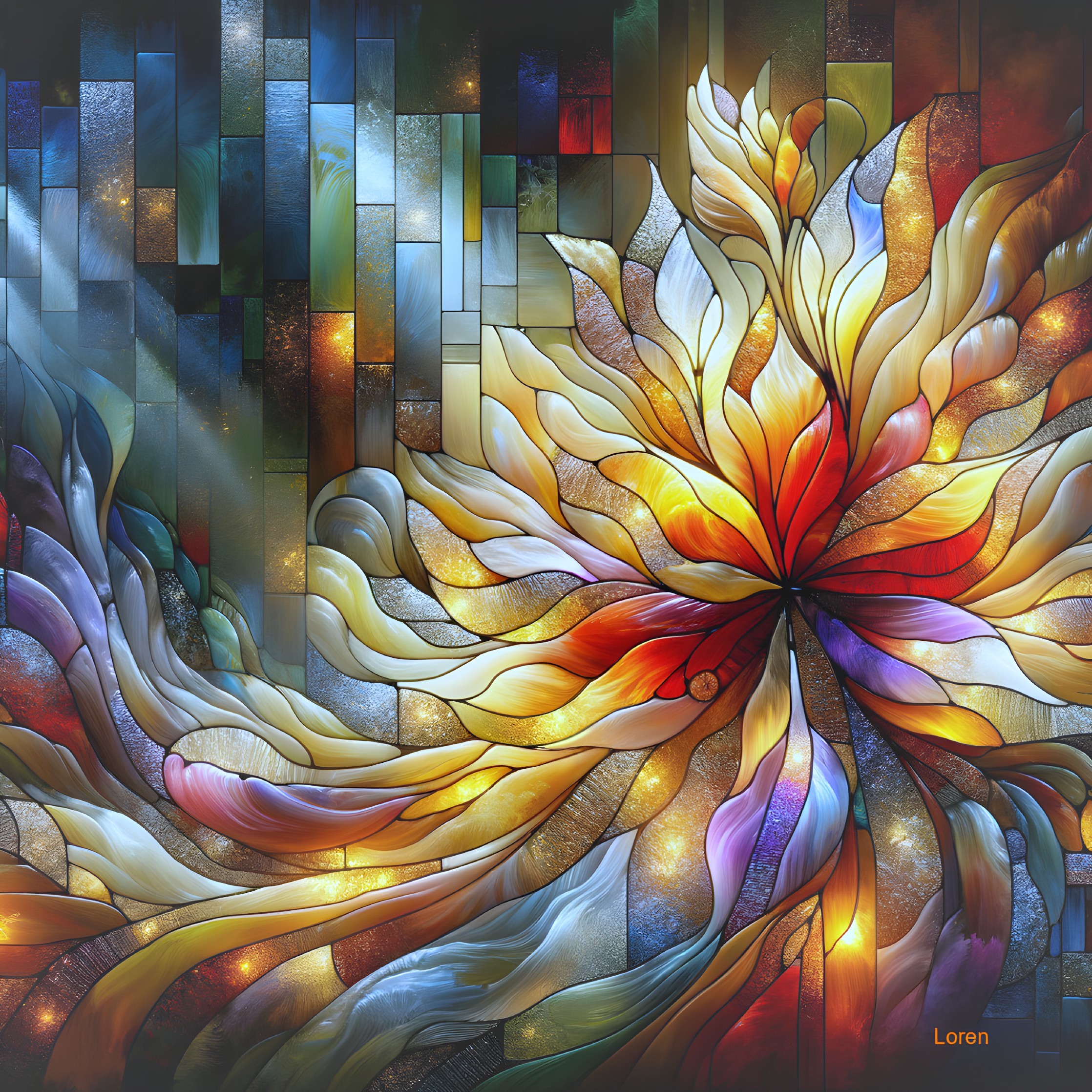 Colorful Abstract Design Resembling a Blooming Flower