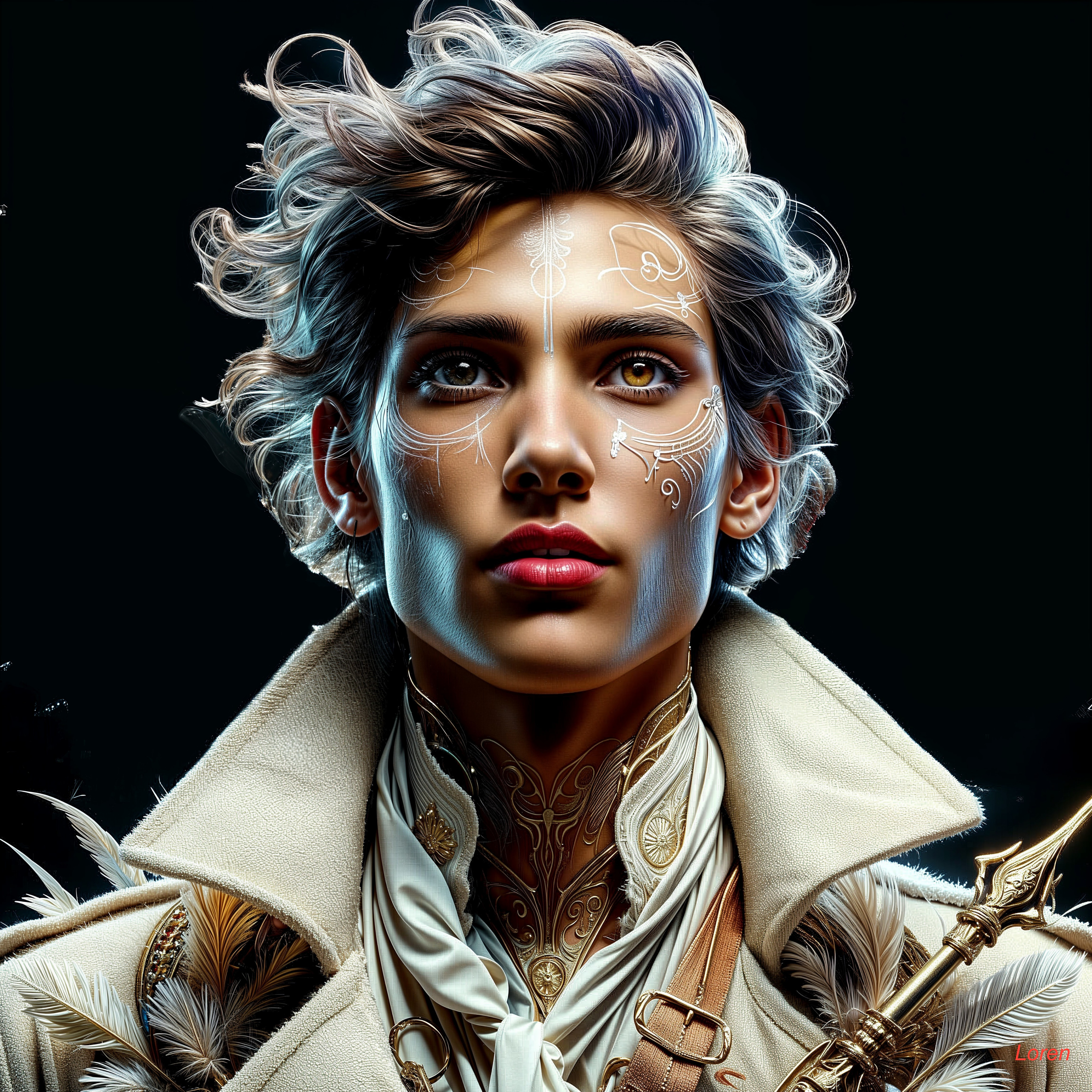 Portrait of a Young Person with Intricate Facial Markings
