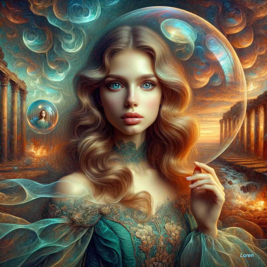 Surreal Digital Artwork of Woman in Whimsical Setting