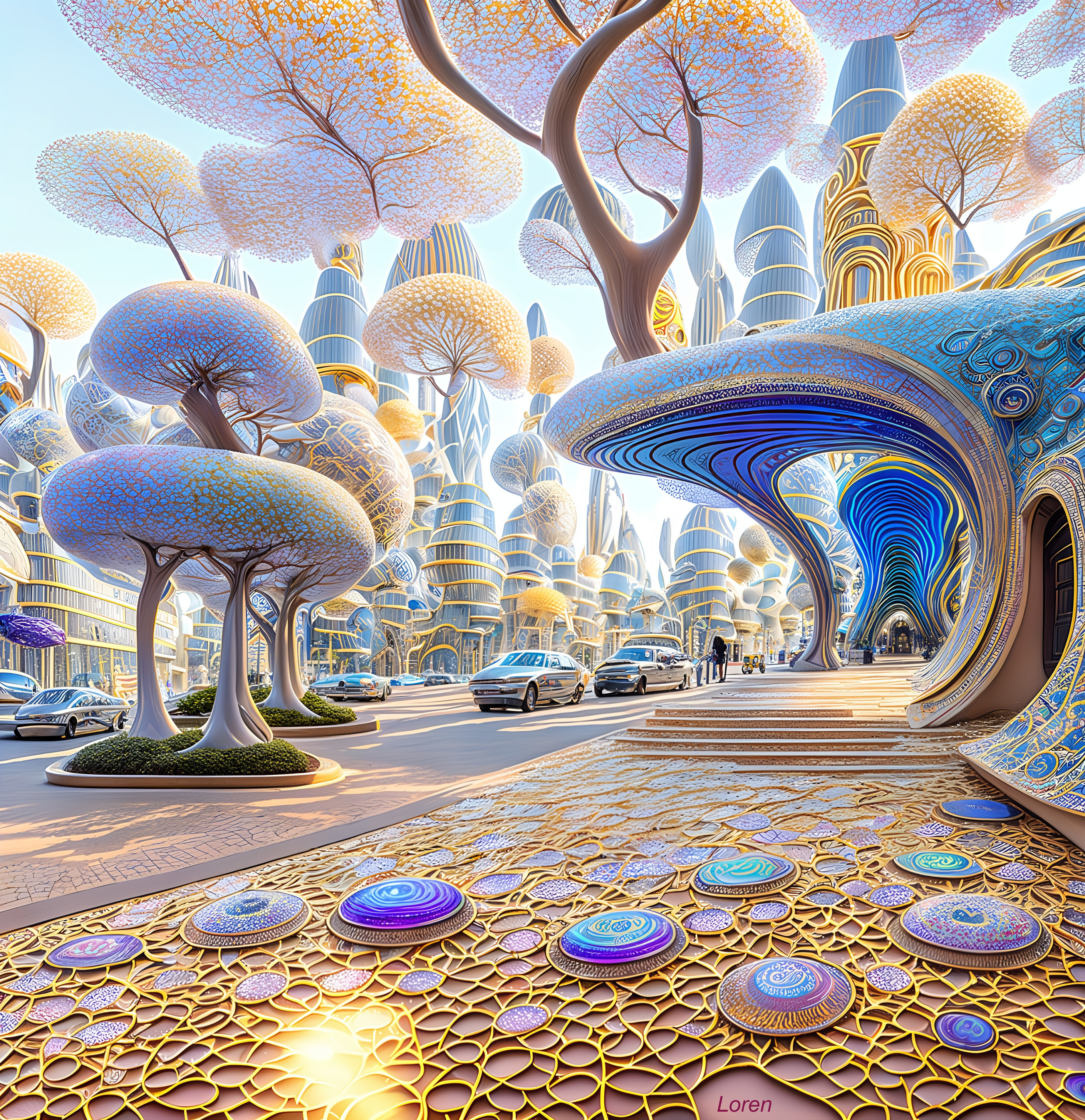 Vibrant Futuristic Cityscape with Surreal Architecture