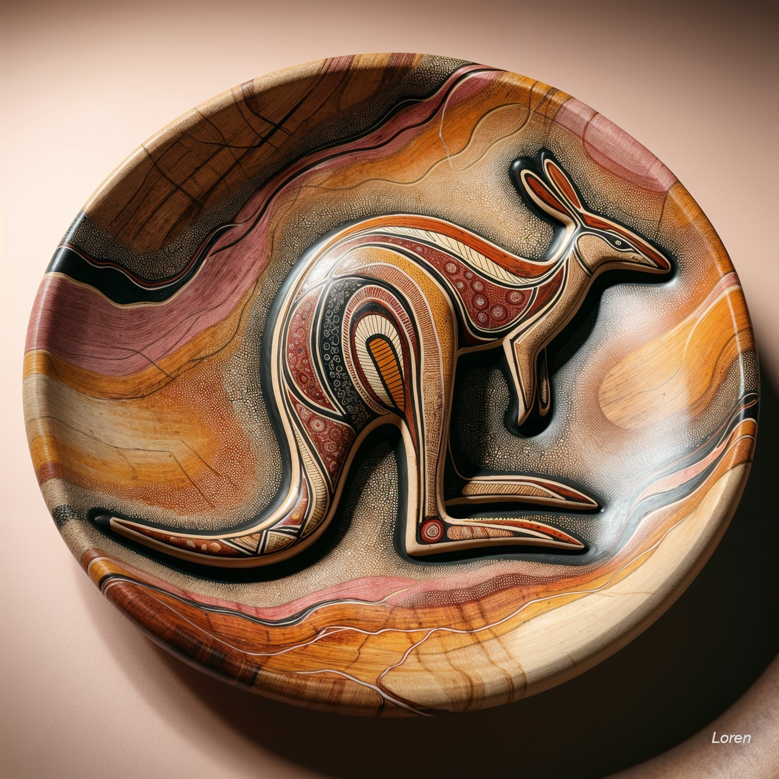 Decorative Bowl with Intricate Kangaroo Design
