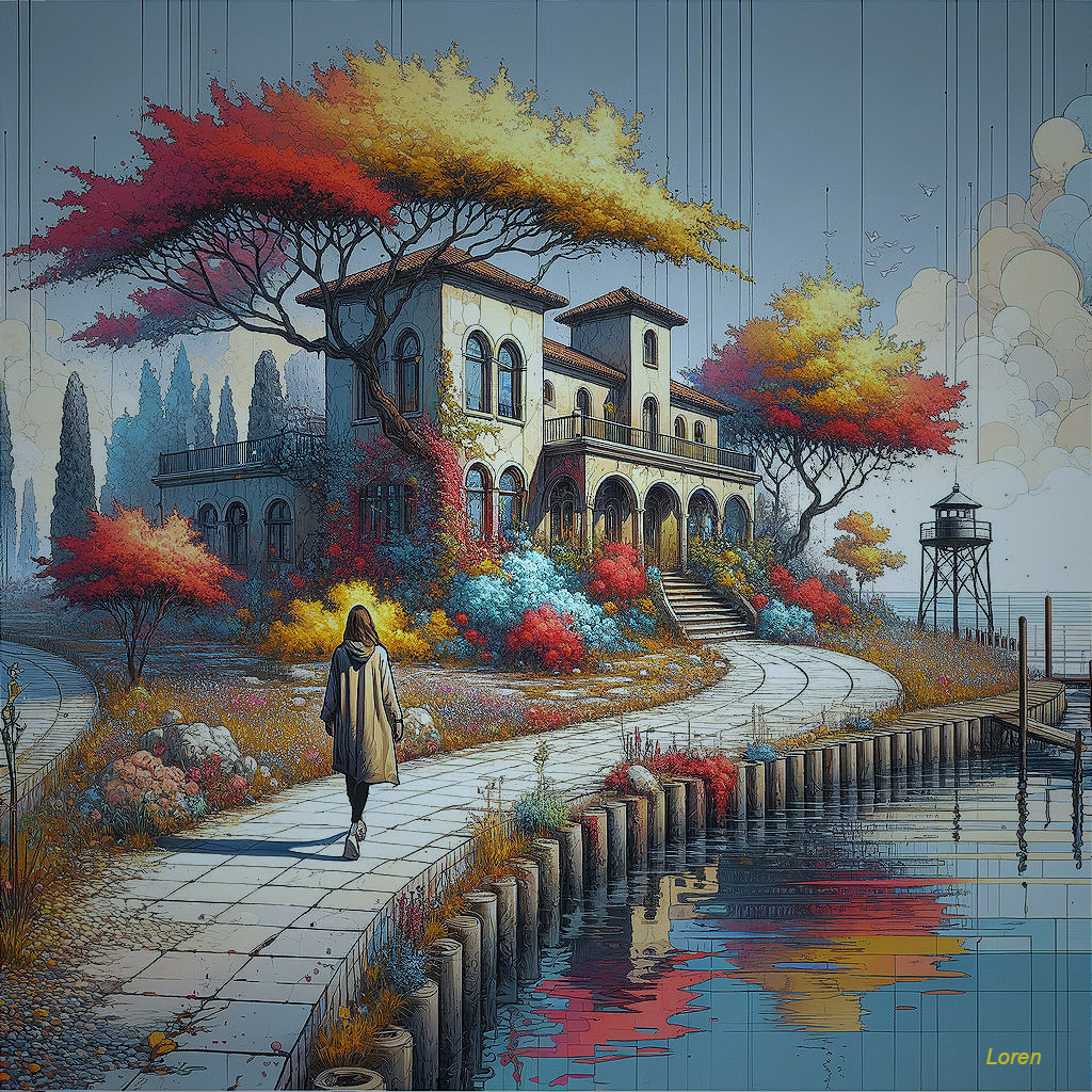 Serene Landscape with Autumn Trees and Tranquil Waterfront