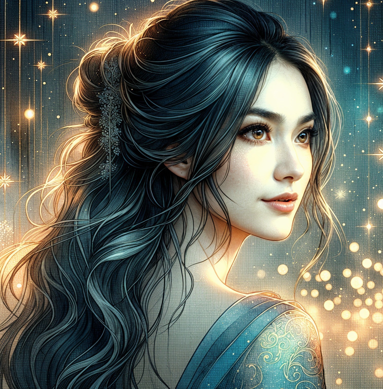Ethereal Portrait of a Woman with Flowing Hair