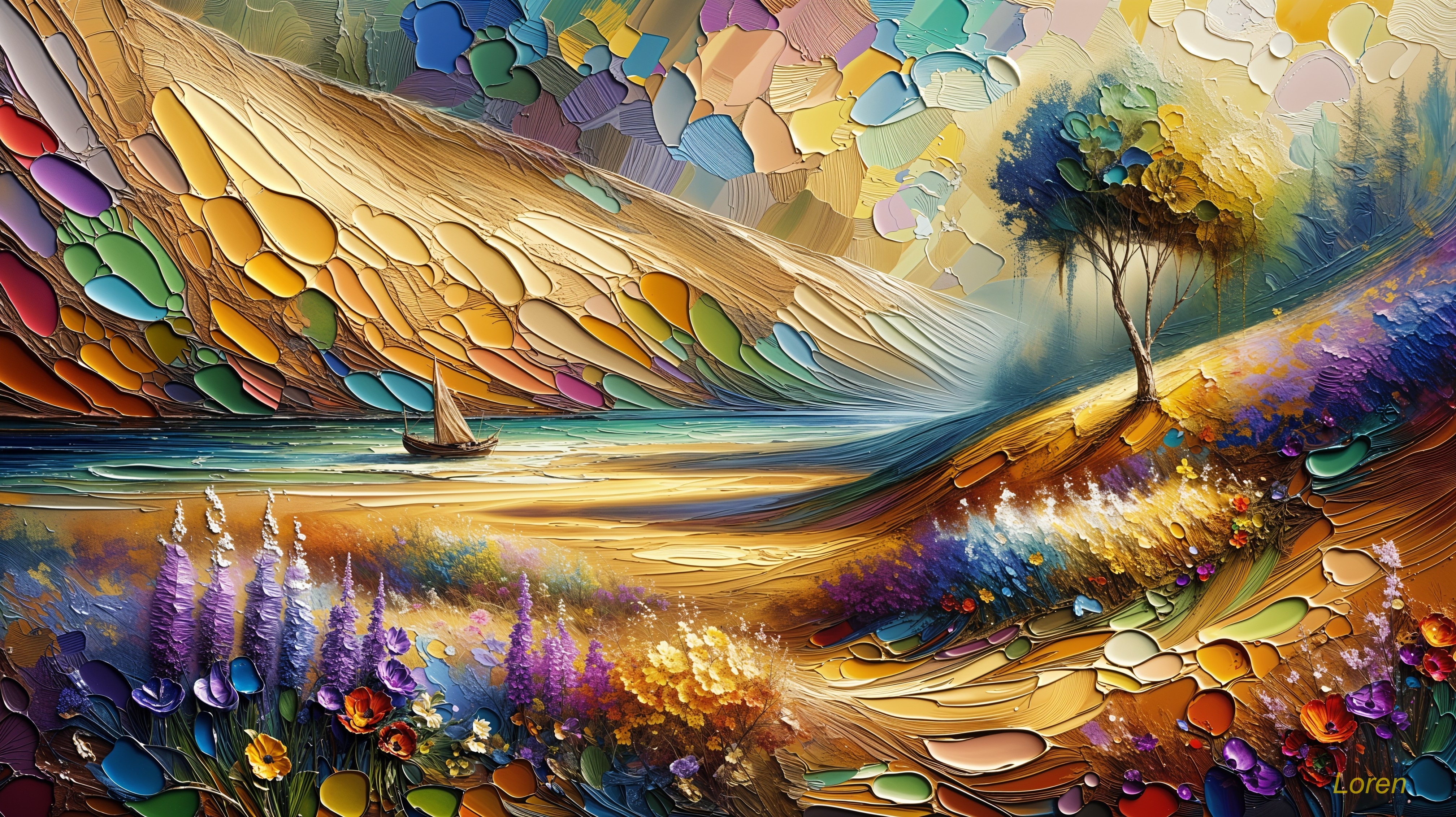 Vibrant Landscape with Rolling Hills and River