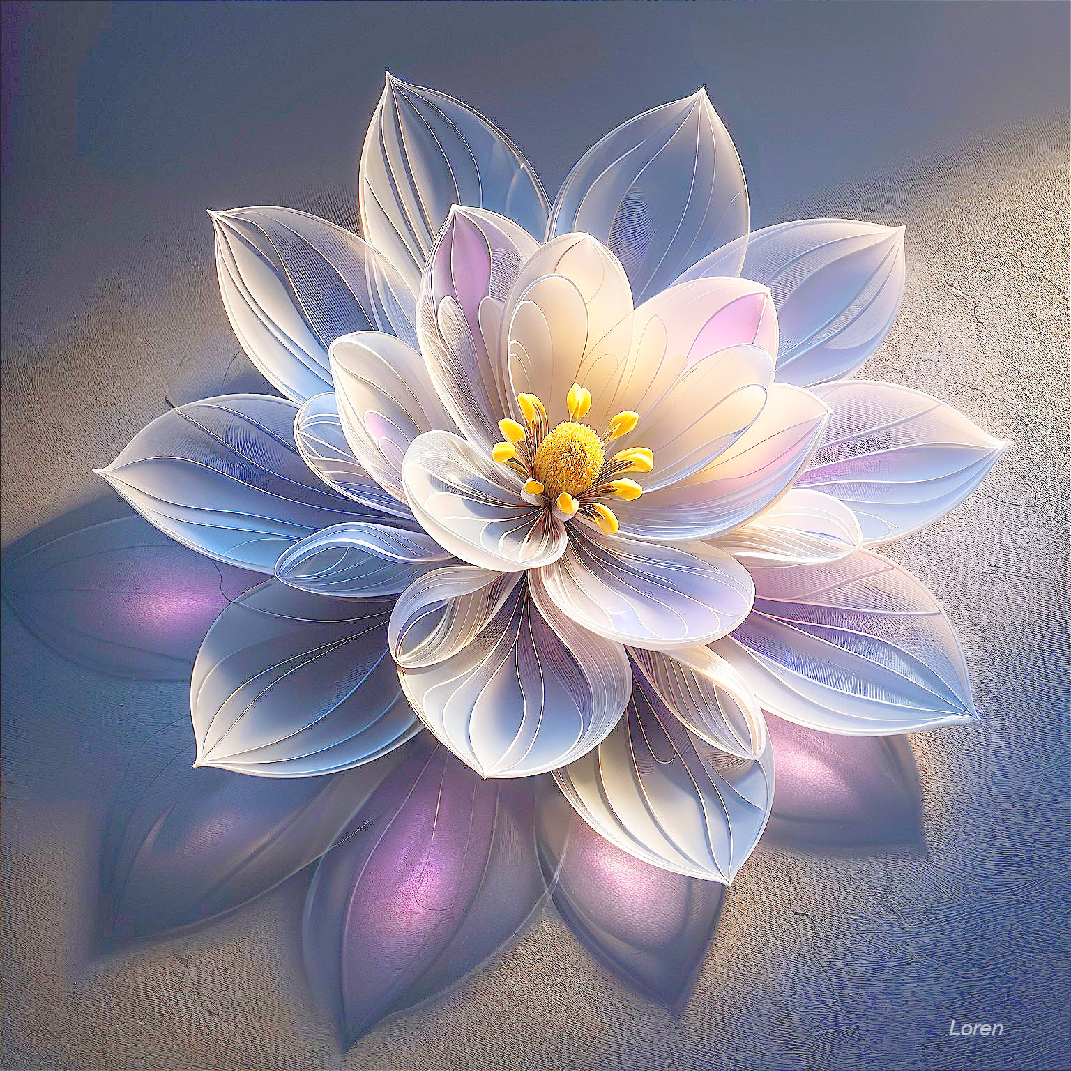 Translucent Lotus Flower Digital Artwork in Pastel Hues