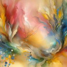 Vibrant Abstract Artwork with Swirling Colors and Shapes