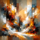 Abstract Composition with Wavy Lines and Rich Colors