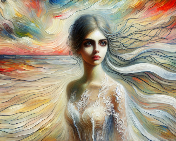 Ethereal Portrait of a Young Woman in Vibrant Colors