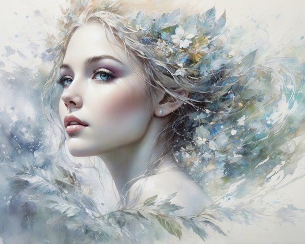 Serene Portrait of a Young Woman with Blossoms