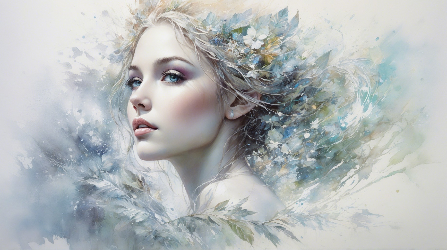 Serene Portrait of a Young Woman with Blossoms