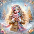 Dreamy Fantasy Scene with Serene Woman and Nature