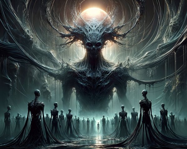Surreal Landscape with Colossal Otherworldly Figure