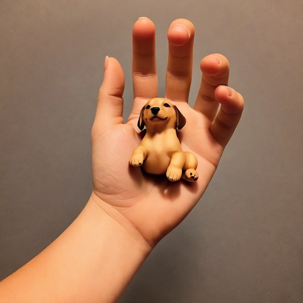 Lifelike Golden Retriever Puppy Figurine in Hand