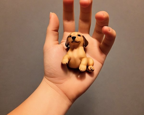 Lifelike Golden Retriever Puppy Figurine in Hand