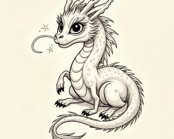 Cartoon-Style Whimsical Dragon with Sparkles