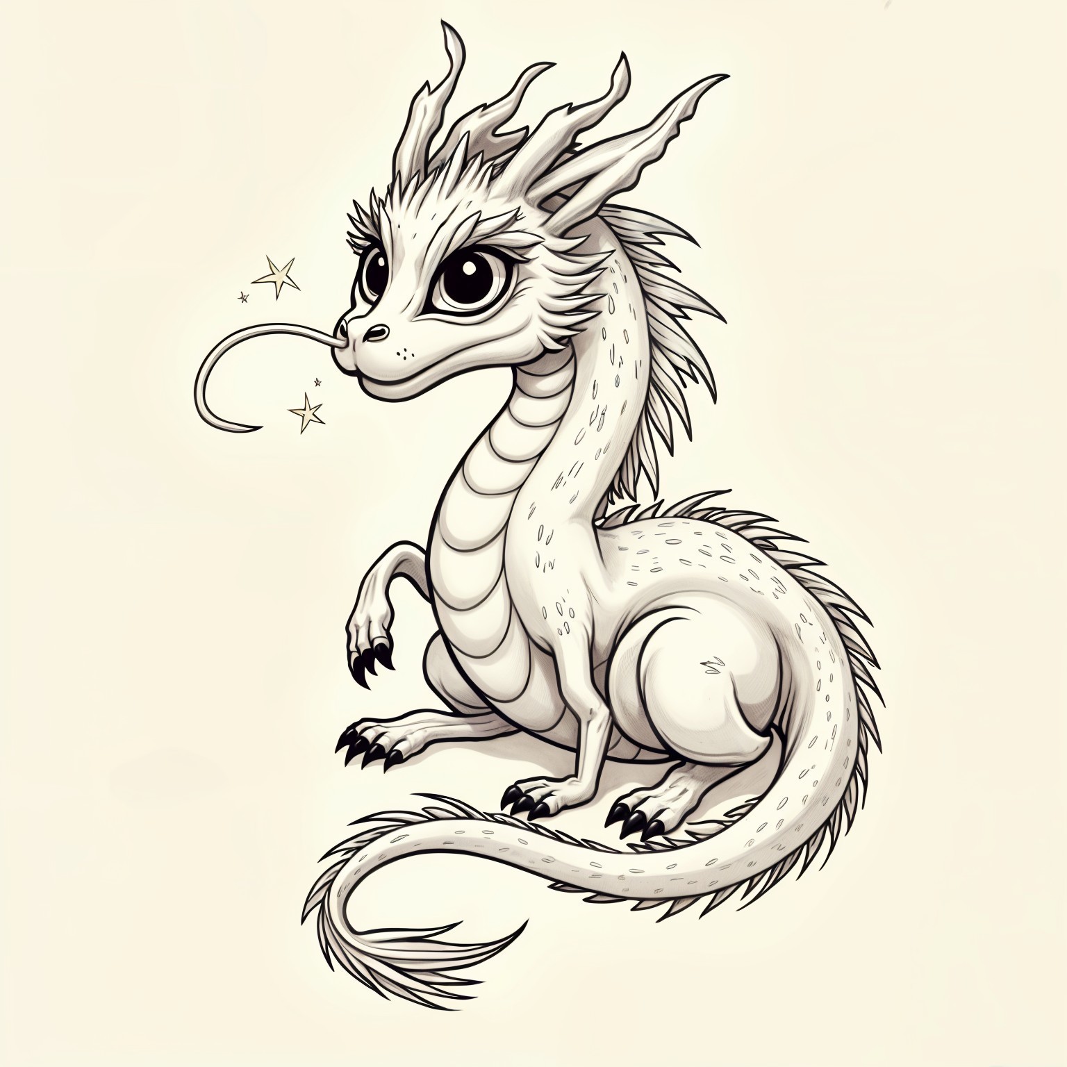 Cartoon-Style Whimsical Dragon with Sparkles