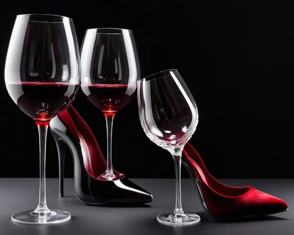 Sophisticated Still Life with Wine Glasses and Shoes