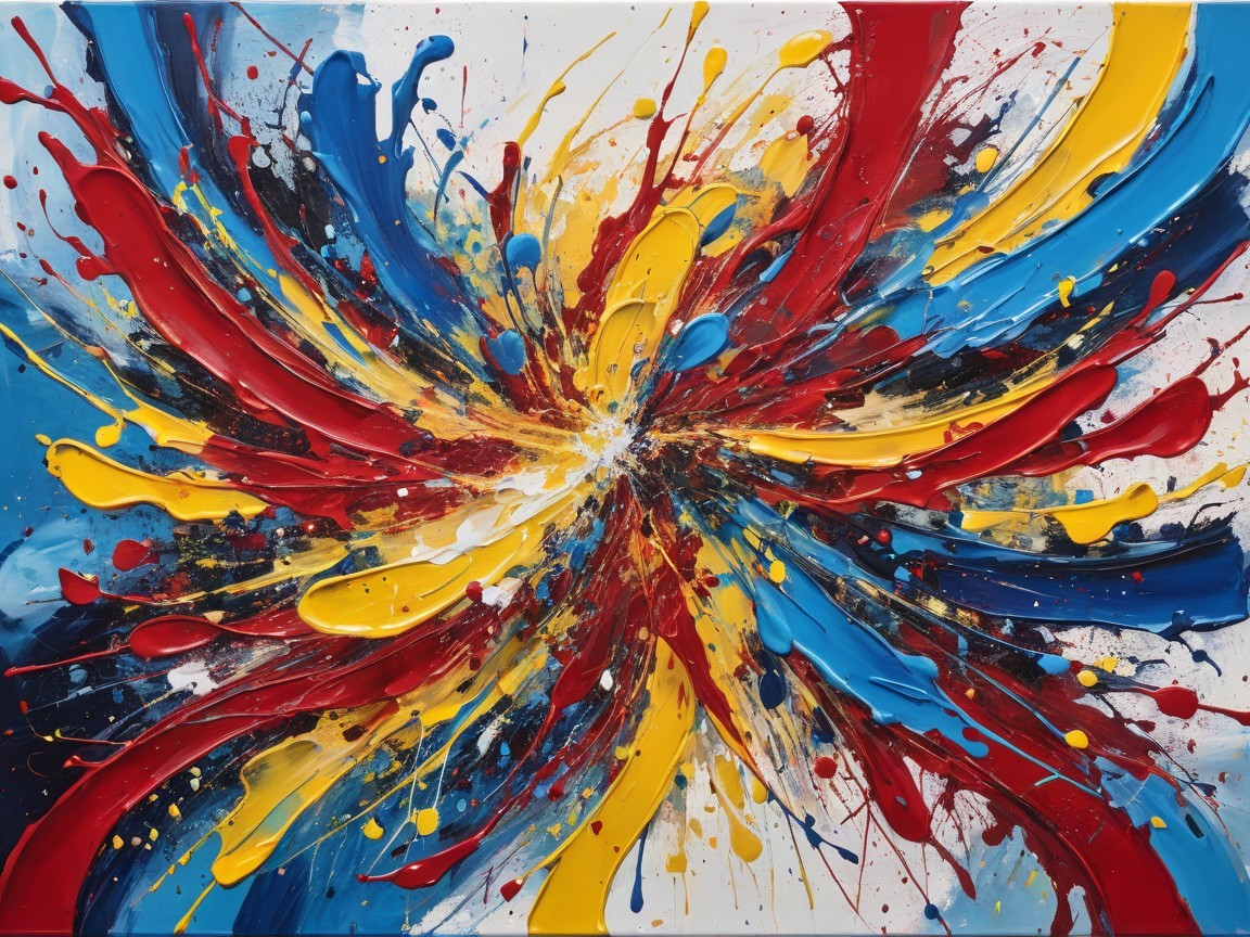 Vibrant Abstract Painting with Swirling Colors