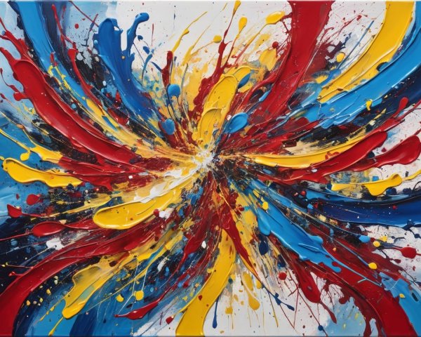 Vibrant Abstract Painting with Swirling Colors