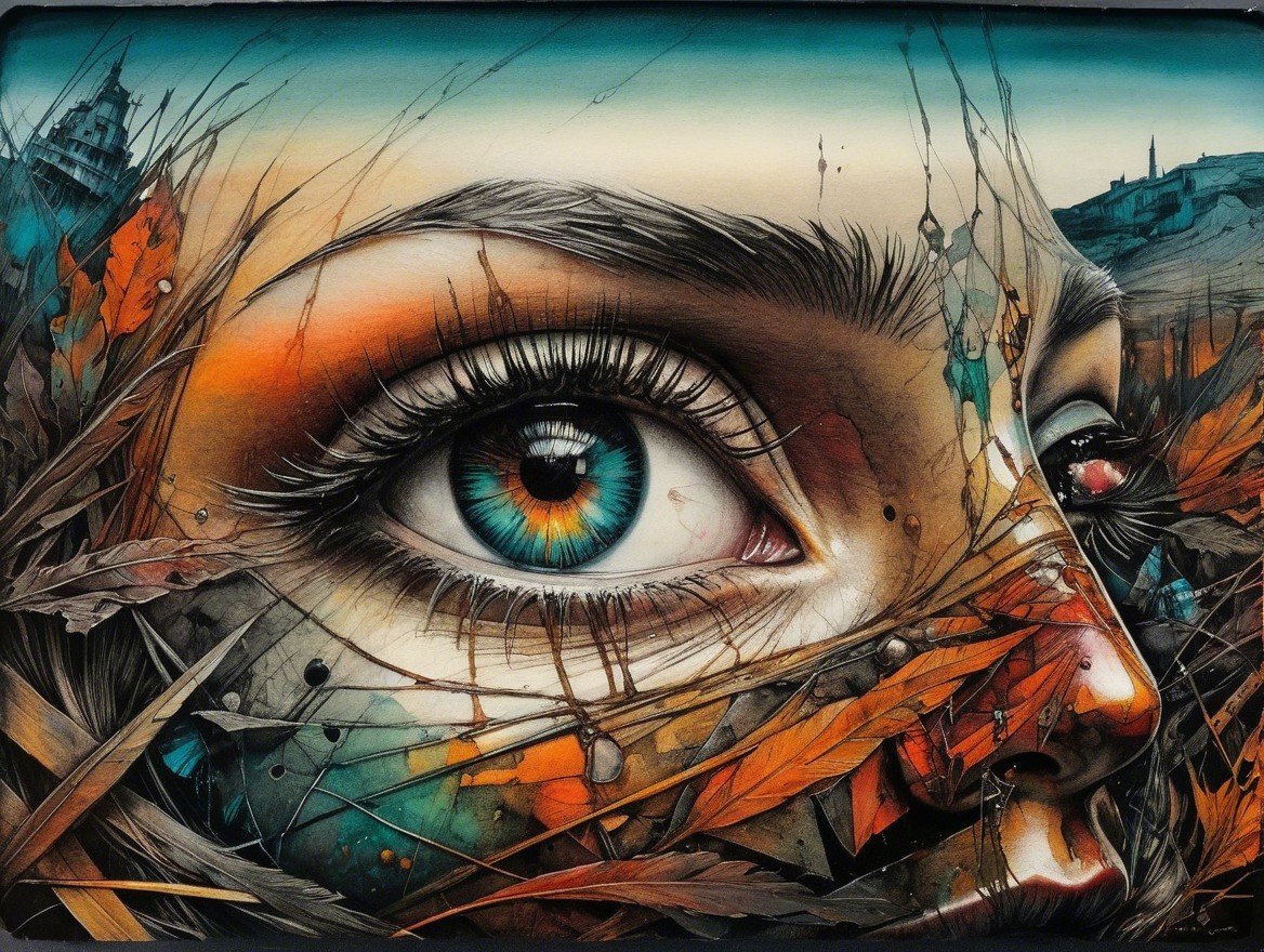 Close-Up of Woman's Face with Nature Elements
