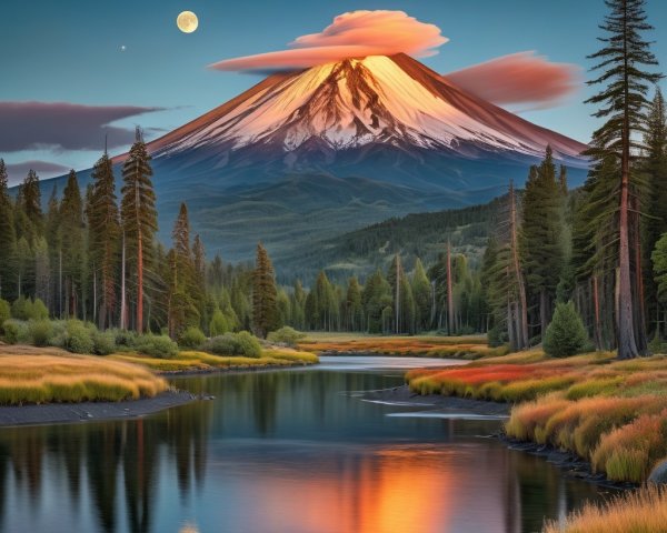 Majestic Mountain Landscape with River and Vegetation