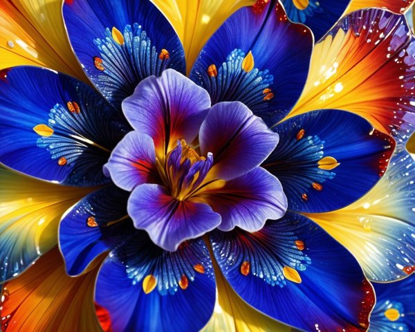 Vibrant Arrangement of Stylized Flowers in Rich Colors