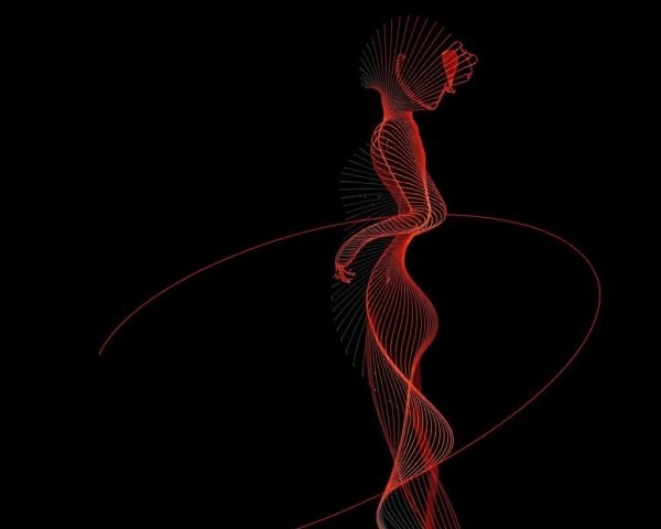Digital Illustration of Woman's Profile in Curvy Lines