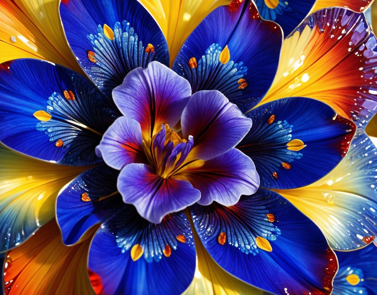 Vibrant Arrangement of Stylized Flowers in Rich Colors