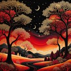 Serene Dusk Landscape with Golden Trees and River