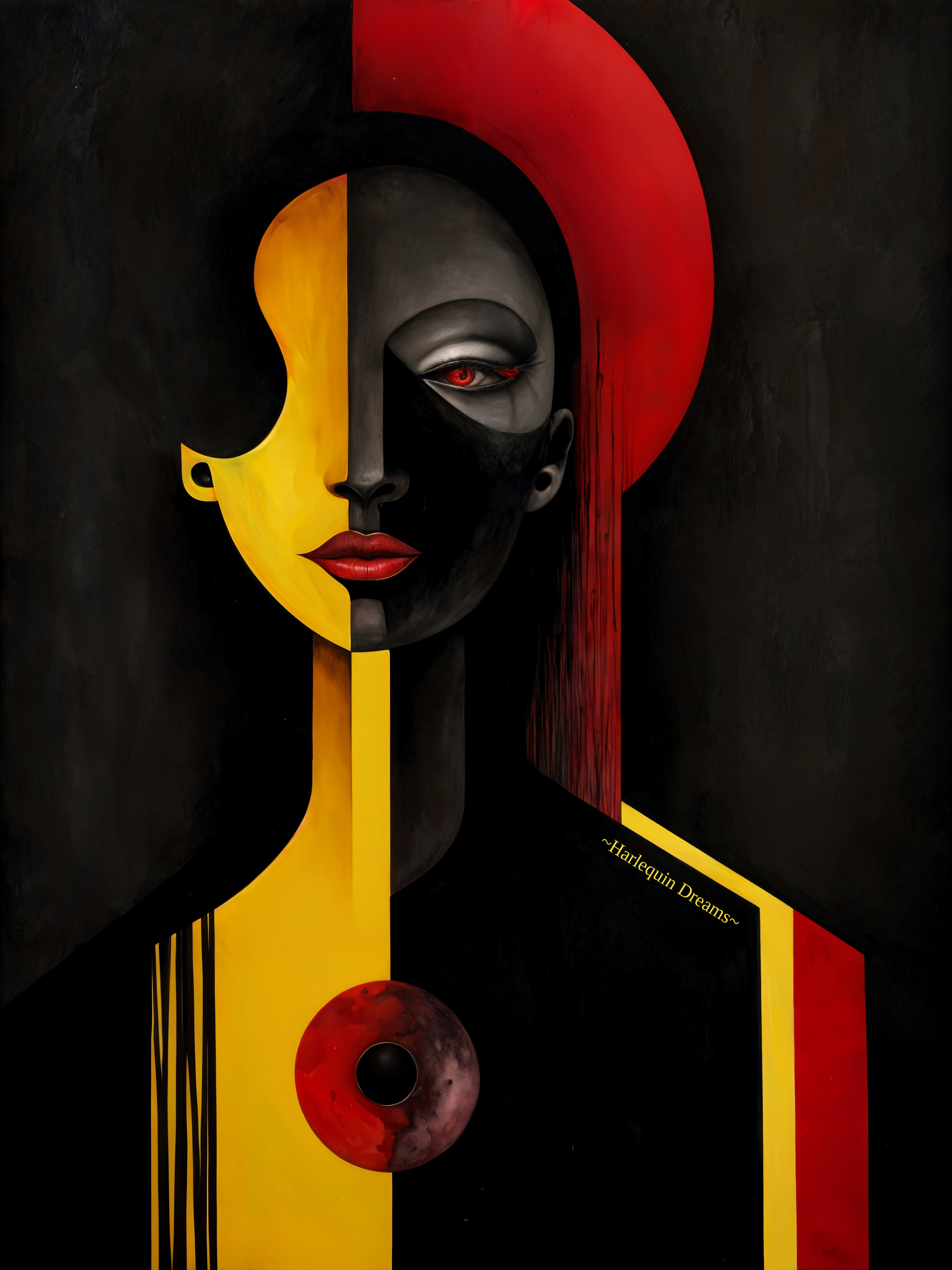 Abstract Portrait with Bold Colors and Split Visage