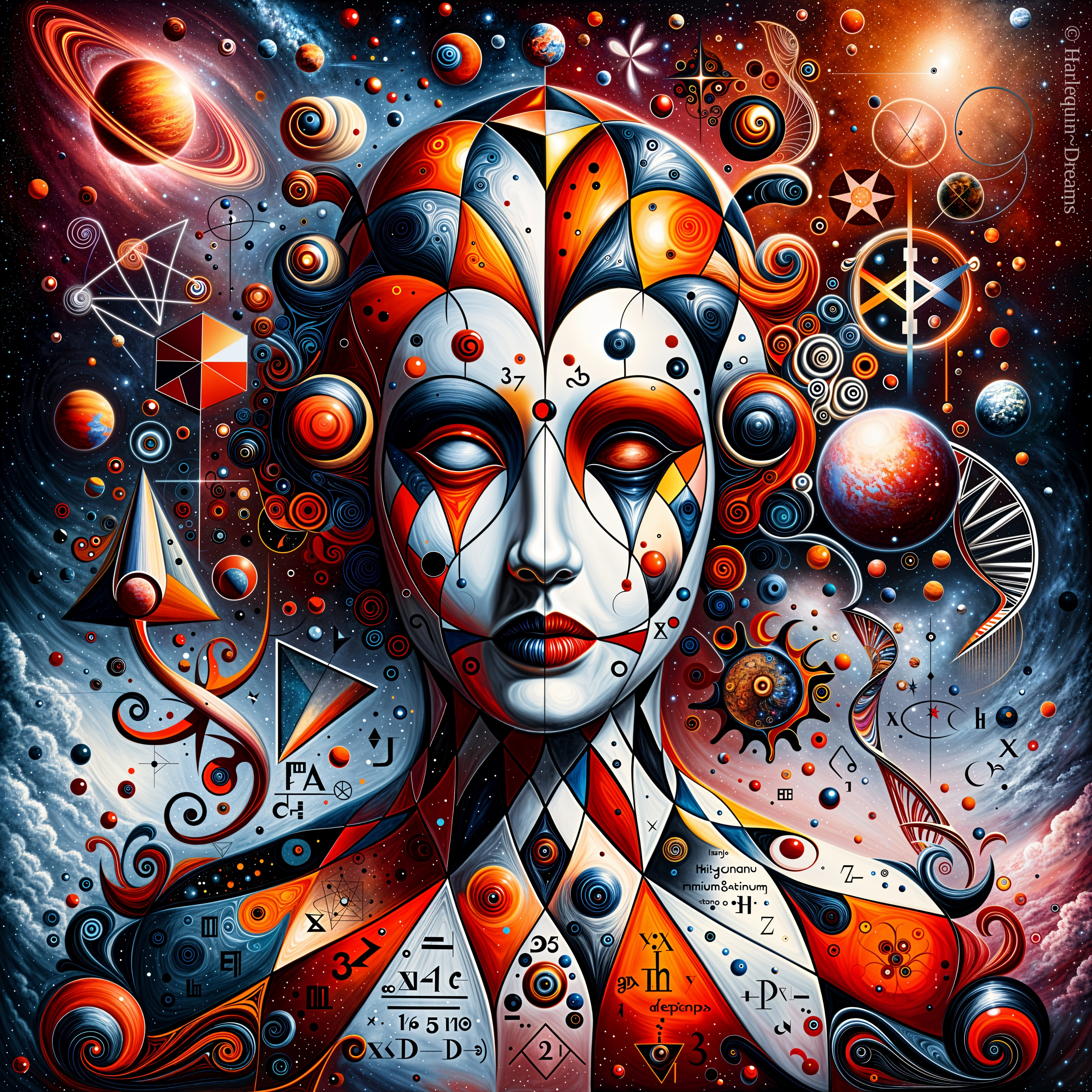 Surreal Abstract Woman's Face with Cosmic Elements